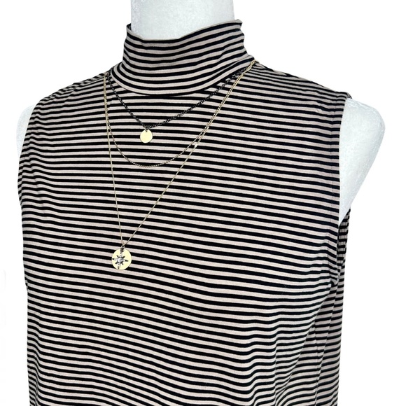 Chico’s Touch of Cool Sleeveless Mockneck Top, Striped, 8 Medium 570312337 - Picture 4 of 14